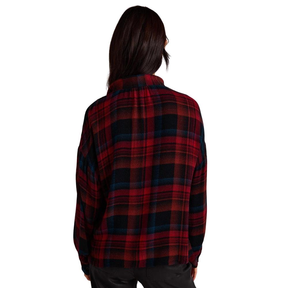 NEW BELLA DAHL drop shoulder pullover sweater in winter berry plaid - Picture 3 of 3